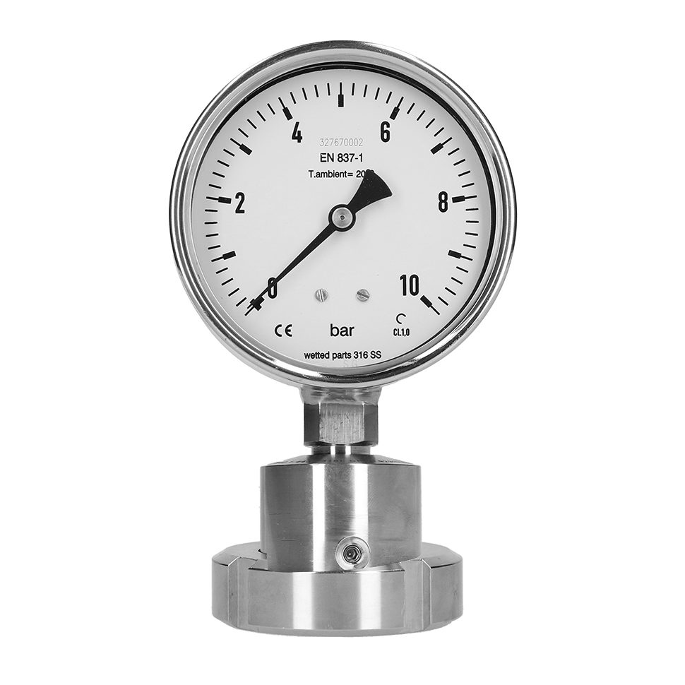 PBQ In-Line sanitaire manometer met chemical seal