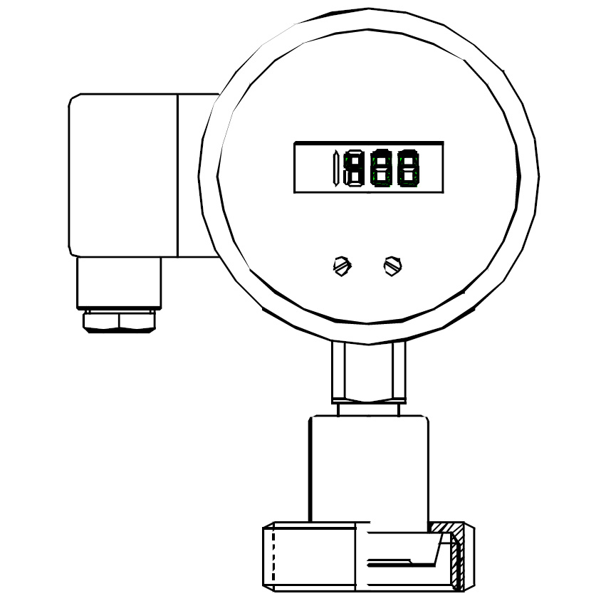 PEQ Sanitaire digitale manometer met volledig RVS chemische afdichting